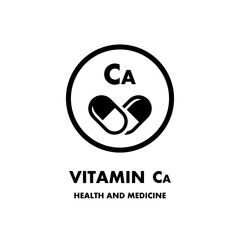 Vitamin Ca vector icon. Vector icon for health. Icon vitamin pill.