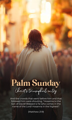 Palm Sunday. Jesus christ's triumphal entry into jerusalem. Holy Week.  - obrazy, fototapety, plakaty