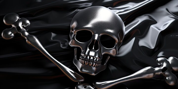The pirate's emblematic skull flag symbolizes the lawless spirit and daring exploits of seafaring adventurers.