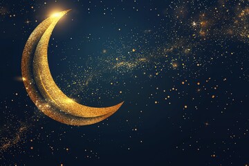 Obraz na płótnie Canvas The ramadan theme features a crescent moon studded with stars