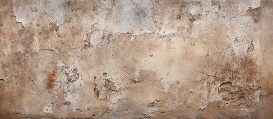 A detailed shot of a bedrock brown concrete wall with peeling paint, creating a unique pattern resembling limestone art