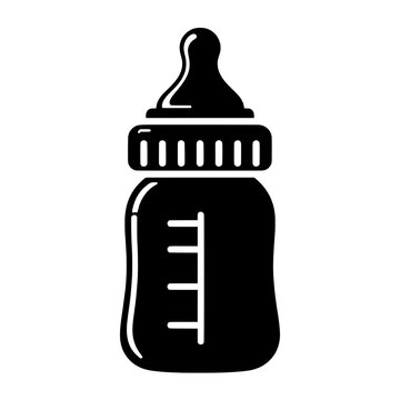 Vector illustration of a black baby bottle isolated on a transparent background – Bottle silhouette
