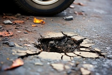 Potholes and cracks on deteriorating asphalt road, in dire need of prompt repair and maintenance