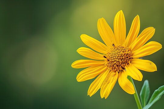 A yellow flower with a green background