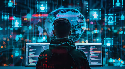 A Cybersecurity Analyst Staying informed about emerging threats and security trends, and recommending proactive measures to protect against cyber threats - obrazy, fototapety, plakaty