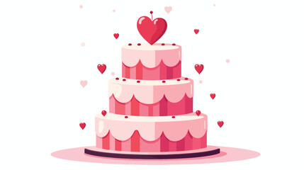 An elegant flat icon of a wedding cake with tiers a