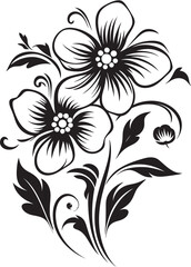 Blooming Splendor Enchanting Flower Vector Black Logo Design Dynamic Petals Bold Blooming Flower Vector Black Logo Icon