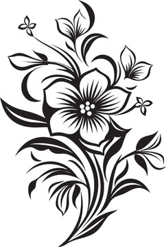 Blooming Brilliance Expressive Flower Vector Black Logo Design Floral Fantasy Whimsical Blooms in Vector Black Logo Icon