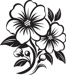 Floral Harmony Serene Black Logo Icon Embracing Blooming Flowers in Vector Botanic Brilliance Captivating Blooming Flower Vector Black Logo