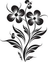 Ethereal Beauty Transcendent Blooming Flower Vector Black Logo Design Floral Fusion Modern Vector Black Logo Icon with Blooming Flowers