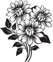 Enchanted Garden Mystical Blooming Flower Vector Black Logo Design Chic Florals Stylish Vector Black Logo Icon with Blooming Flowers