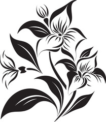 Floral Fantasia Whimsical Blooms in Vector Black Logo Icon Petals of Power Strong Flower Vector Black Logo Design