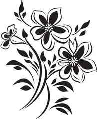 Radiant Blooms Bright Flower Vector Black Logo Design Floral Flourish Spirited Blooms in Vector Black Logo Icon
