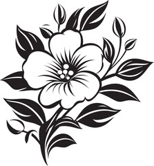 Botanic Bliss Serene Flower Vector Black Logo Icon Elegant Petals Sophisticated Flower Vector Black Logo Design