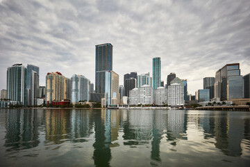 Fototapeta na wymiar Cloudy Brickell: Downtown Miami Skyline (4K Ultra HD)