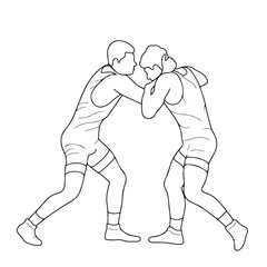 Fototapeta na wymiar Sketch image of two fighters in a fight, isolated vector