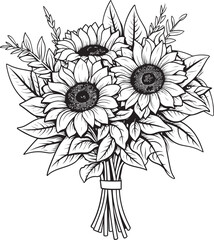 Natures Elegance Sunflower Bouquet Vector Black Logo Design Bouquet Brilliance Luxurious Sunflower Vector Black Logo Icon