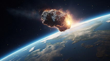 Asteroid enters earth atmosphere.