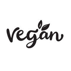 Vegan Text Banner isolated on transparent background. Hand drawn vector art.