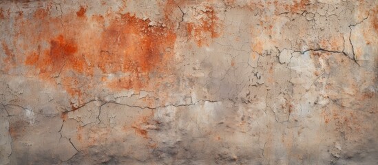 Obraz premium A closeup of a rectangular concrete wall covered in rust, resembling a piece of art in the natural landscape. The brown hues mimic wood flooring