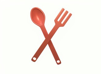spoon and fork on a white background 3d rendering