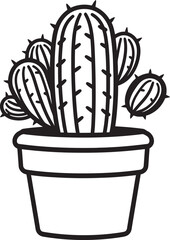 Thorny Tranquility Cactus Pot Vector Black Logo Icon Desert Essence Cactus Pot Vector Black Logo Design