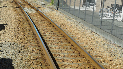 Rusty railway tracks in Japan