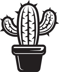 Southwestern Serenity Cactus Pot Vector Black Logo Icon Succulent Sensation Cactus Pot Vector Black Logo Design