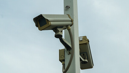 Surveillance cameras installed on poles