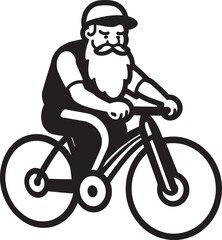 Bicycle Bliss Cartoon Man on Bike Black Logo Emblem Cycle Commute Cartoon Man Riding Bike Vector Emblem Icon