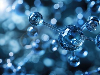 Molecule atom model ozone and oxygen molecules. Abstract in structure molecule, concepts in science and medicine. AI.