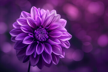 Close-up of a vivid purple flower on a similar colored backdrop
