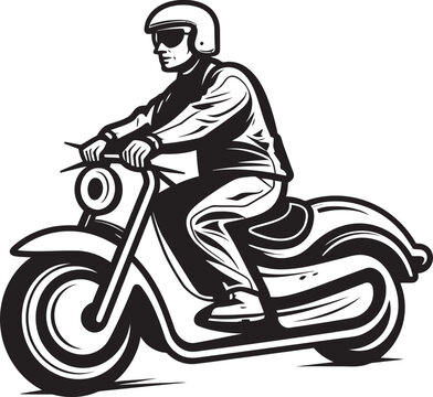Pedal Pusher Cartoon Man Riding Bike Vector Icon Cycle Explorer Cartoon Man on Bike Black Logo Design