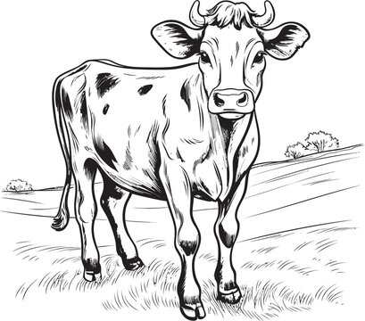 Cartoon Cow Capers Coloring Page Vector Icon Coloring Adventures Cartoon Cow Black Emblem