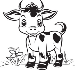 Bovine Bonanza Cartoon Cow Vector Emblem Icon Coloring Wonderland Cartoon Cow Black Icon Symbol