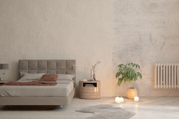 Rustic bedroom concept. 3D illustration