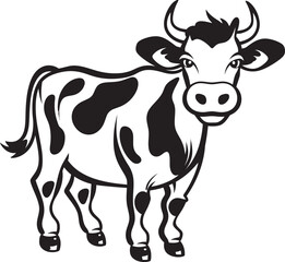 Moo Masterpiece Cartoon Cow Black Emblem Emblem Coloring Carnival Cartoon Cow Page Emblem Design