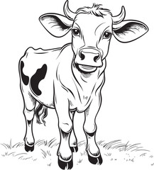 Whimsical Wonders Cartoon Cow Black Logo Design Coloring Extravaganza Cartoon Cow Page Icon Emblem