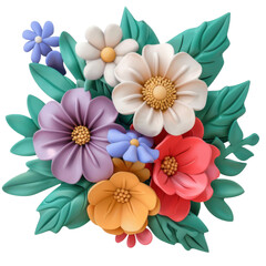 Bouquet of flowers isolated on transparent background