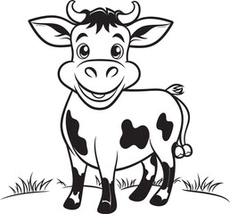 Coloring Carnival Cartoon Cow Page Emblem Design Happy Hooves Cartoon Cow Vector Icon Symbol