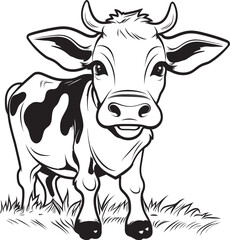 Coloring Bliss Cartoon Cow Page Emblem Design Moo tastic Adventures Cartoon Cow Vector Logo