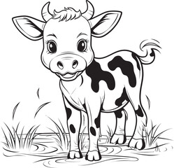 Coloring Wonderland Cartoon Cow Black Logo Design Moo tiful Creations Cartoon Cow Page Emblem Design