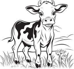 Coloring Bonanza Cartoon Cow Page Emblem Emblem Bovine Bonanza Cartoon Cow Vector Icon Emblem