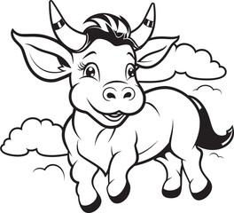 Cartoon Cow Chronicles Coloring Page Icon Coloring Extravaganza Black Logo Design