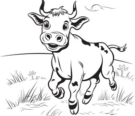 Happy Hooves Cartoon Cow Black Emblem Whimsical Wonders Page Logo