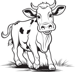 Coloring Extravaganza Black Logo Design Moo Masterpiece Cartoon Cow Emblem