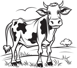 Coloring Carnivals Cartoon Cow Vector Logo Dazzling Dairy Cartoon Cow Black Emblem Design