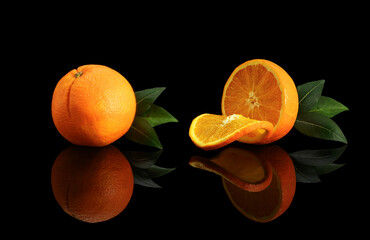 Orange fruit on black background - 757486889