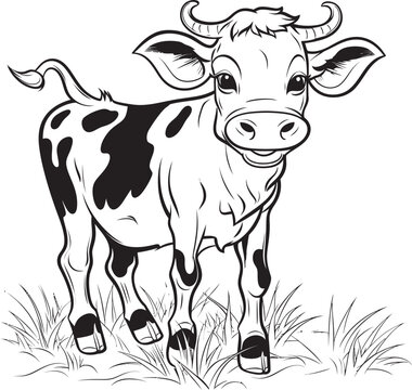 Coloring Capers Vector Black Emblem Cartoon Cow Chronicles Coloring Page Icon