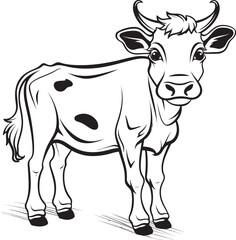 Cartoon Cow Capers Coloring Page Vector Emblem Coloring Fiesta Cartoon Cow Black Emblem Icon